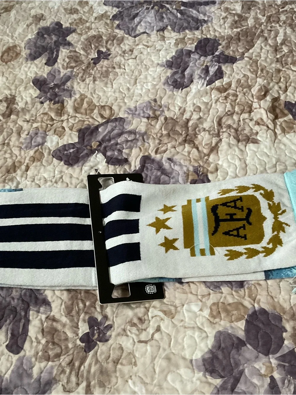 adidas White Navy Gold Light Blue AFA Crest Scarf